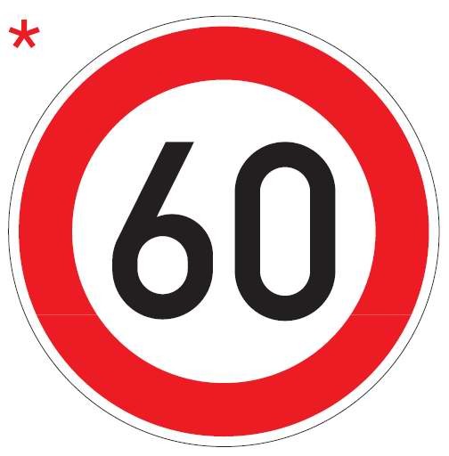 Verkehrsschild / Verkehrszeichen Zulässige Höchstgeschwindigkeit (alle KM-Zahlen) 600 mm rund Alumin