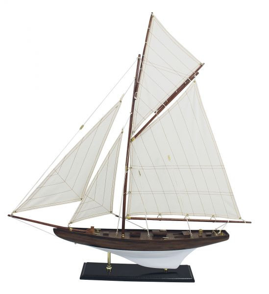 Schiffsmodell Segelyacht weiss aus Holz 70x72,5cm Modellschiff Schiffsmodelle