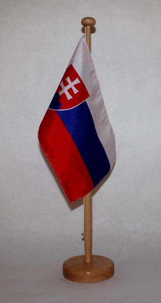 Tischflagge Slowakei 25x15 cm optional mit Holz- oder Chromständer Tischfahne Tischfähnchen