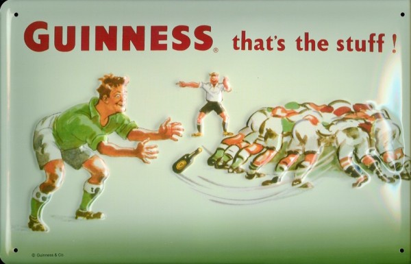 Blechschild Guinness Bier Rugby Sport Beer Schild Werbeschild