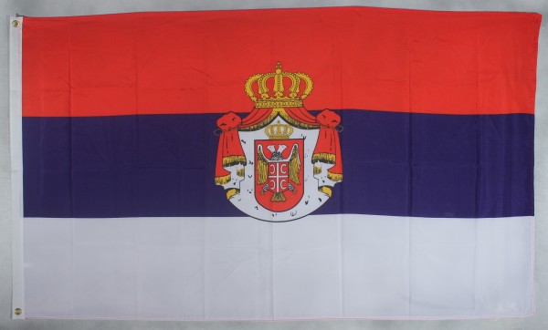 Flagge Fahne : Serbien mit Wappen Serbienflagge Nationalflagge Nationalfahne