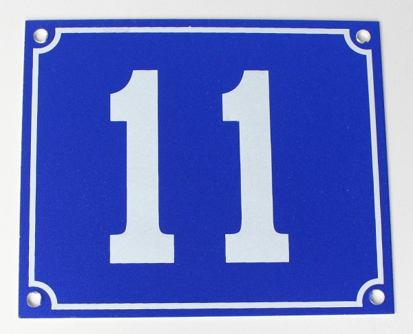 Hausnummernschild Aluminium Aluschild 1 mm Stärke Alu Schild Nr. 11 blau