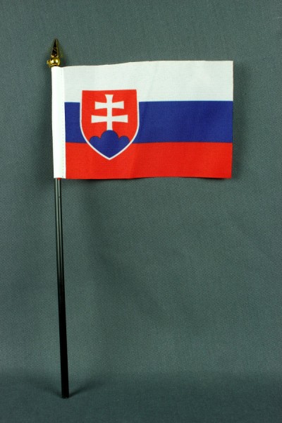 Kleine Tischflagge Slowakei 10x15 cm optional mit Tischfähnchenständer