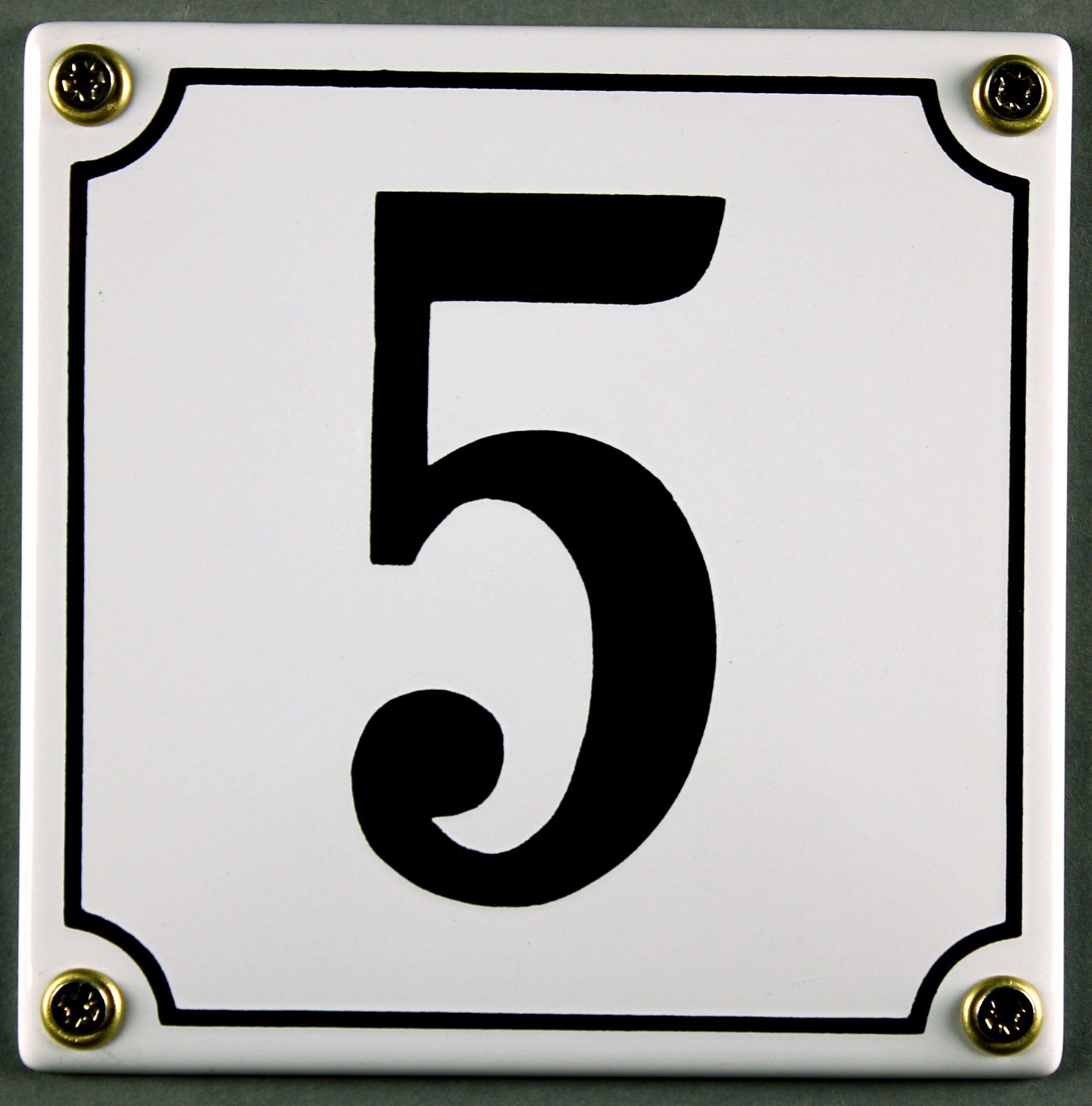 Hausnummernschild 5 weiß 12x12 cm sofort lieferbar Schild Emaille  Hausnummer Haus Nummer Zahl Ziffer, Standard Hausnummern 1 bis 30, Hausnummern Emaille, Emaille Schilder, Schilder