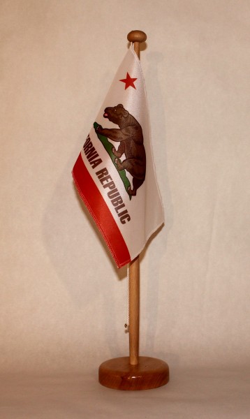 Tischflagge Kalifornien USA Bundesstaat US State 25x15 cm optional mit Holz- oder Chromständer Tisch