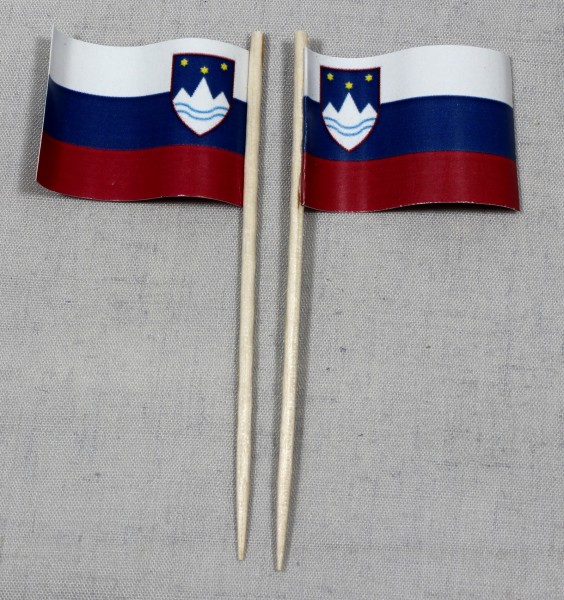 Party-Picker Flagge Slowenien Papierfähnchen in Spitzenqualität 50 Stück Beutel