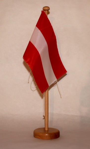 Tischflagge Oesterreich Austria Österreich 25x15 cm optional mit Holz- oder Chromständer Tischfahne