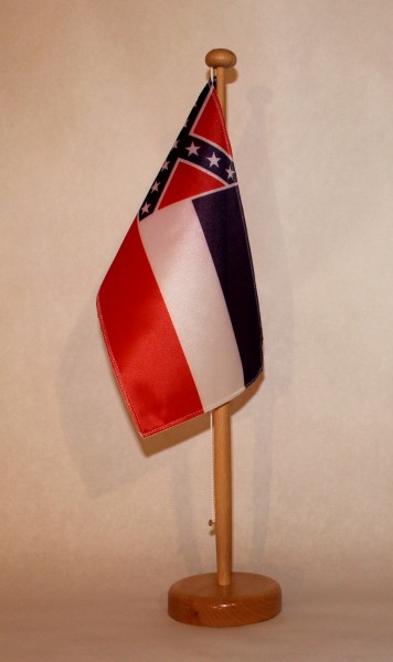 Tischflagge Mississippi USA Bundesstaat US State 25x15 cm optional mit Holz- oder Chromständer Tisch