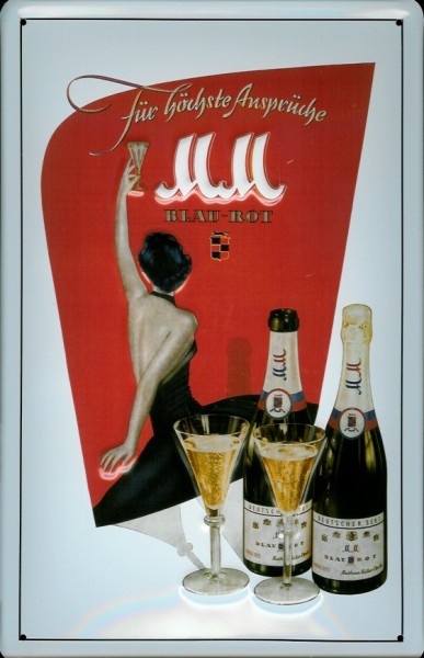 Blechschild M und M Sekt für höchste Ansprüche M&M Champagner Schild retro Werbeschild