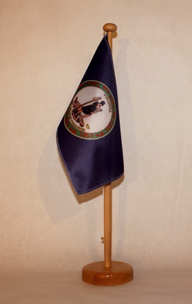 Tischflagge Virginia USA Bundesstaat US State 25x15 cm optional mit Holz- oder Chromständer Tischfah