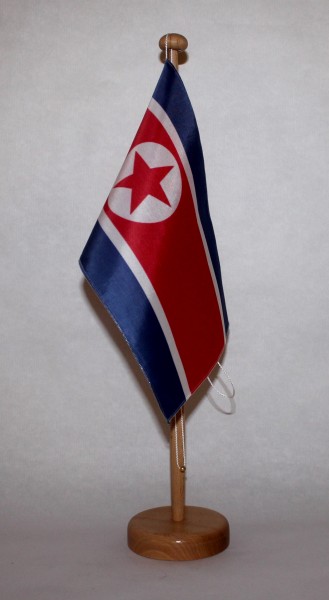 Tischflagge Nord Korea Nordkorea 25x15 cm optional mit Holz- oder Chromständer Tischfahne Tischfähnc