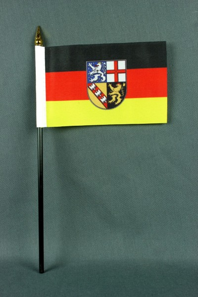 Kleine Tischflagge Saarland 10x15 cm optional mit Tischfähnchenständer