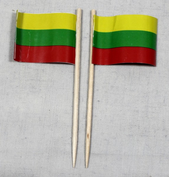 Party-Picker Flagge Litauen Papierfähnchen in Spitzenqualität 50 Stück Beutel