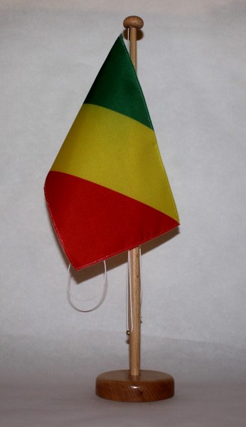 Tischflagge Kongo Brazzaville 25x15 cm optional mit Holz- oder Chromständer Tischfahne Tischfähnchen