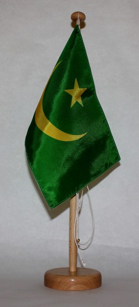 Tischflagge Mauretanien 25x15 cm optional mit Holz- oder Chromständer Tischfahne Tischfähnchen