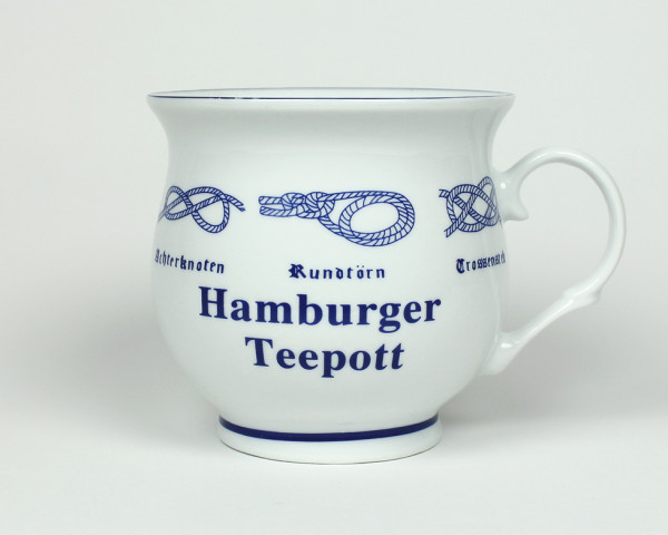 Hamburger Teepott mit Seemannsknoten bauchig Souvenir Teetasse Tee Becher Andenken Teebecher