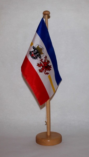 Tischflagge Mecklenburg Vorpommern Meckpom 25x15 cm optional mit Holz- oder Chromständer Tischfahne