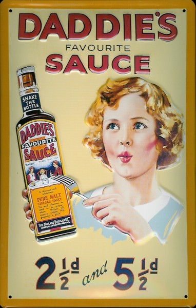 Blechschild Daddie's Favourite Sauce retro Schild Reklame Nostalgieschild