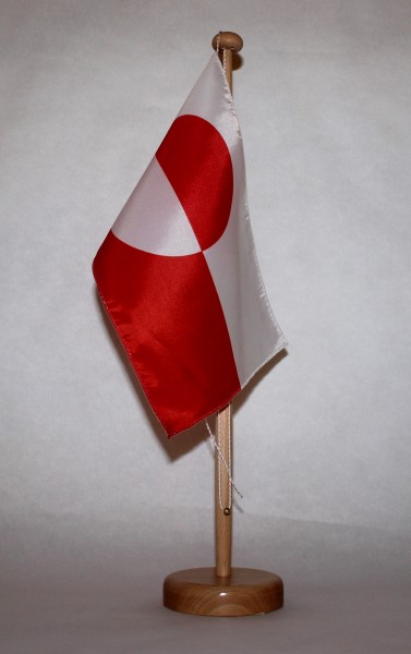 Tischflagge Grönland 25x15 cm optional mit Holz- oder Chromständer Tischfahne Tischfähnchen