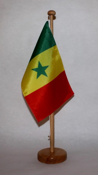 Tischflagge Senegal 25x15 cm optional mit Holz- oder Chromständer Tischfahne Tischfähnchen