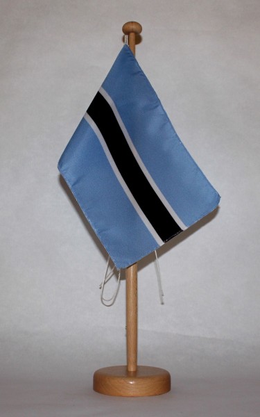 Tischflagge Botswana 25x15 cm optional mit Holz- oder Chromständer Tischfahne Tischfähnchen