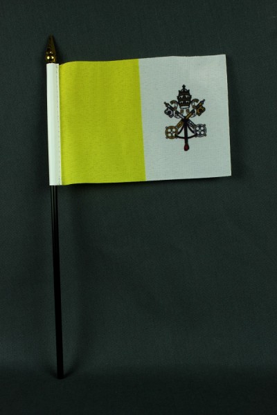 Kleine Tischflagge Vatikan Papst 10x15 cm optional mit Tischfähnchenständer