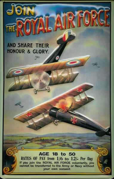 Blechschild Nostalgieschild Royal Air Force Doppeldecker Flugzeuge