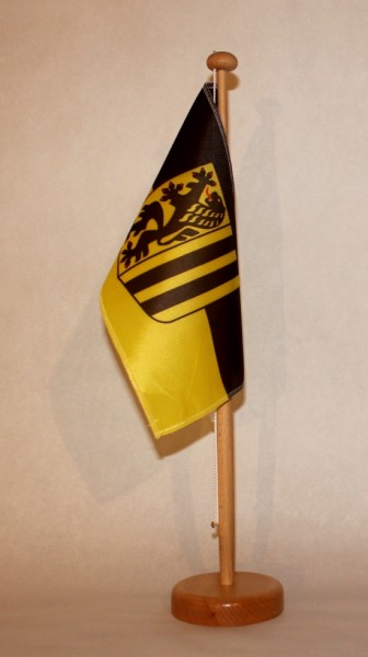 Tischflagge Dresden Stadtflagge 25x15 cm optional mit Holz- oder Chromständer Tischfahne Tischfähnch