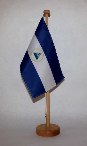 Tischflagge Nicaragua 25x15 cm optional mit Holz- oder Chromständer Tischfahne Tischfähnchen