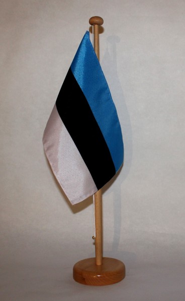 Tischflagge Estland 25x15 cm optional mit Holz- oder Chromständer Tischfahne Tischfähnchen