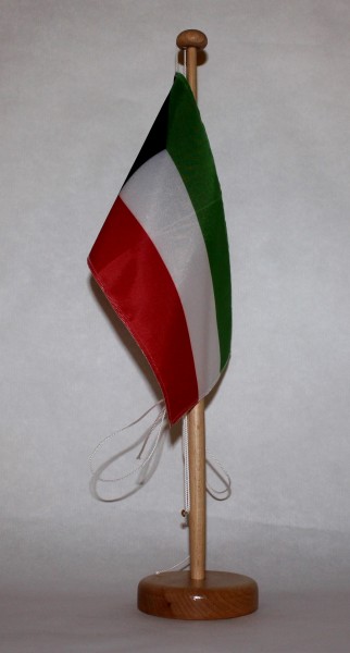 Tischflagge Kuwait 25x15 cm optional mit Holz- oder Chromständer Tischfahne Tischfähnchen