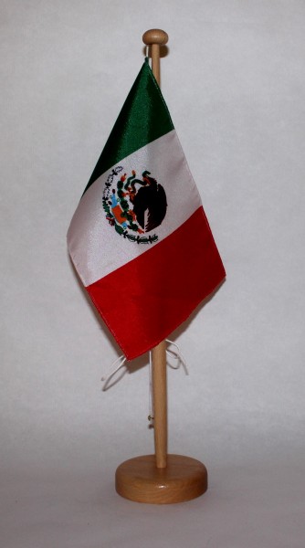 Tischflagge Mexiko 25x15 cm optional mit Holz- oder Chromständer Tischfahne Tischfähnchen