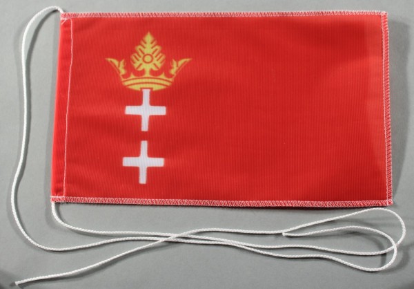 Tischflagge Danzig 25x15 cm optional mit Holz- oder Chromständer Tischfahne Tischfähnchen