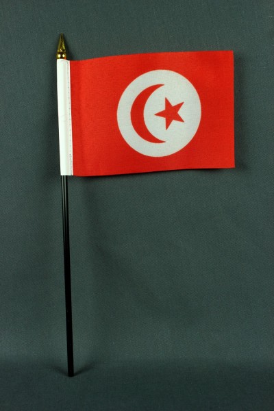 Kleine Tischflagge Tunesien 10x15 cm optional mit Tischfähnchenständer