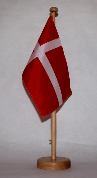 Tischflagge Dänemark 25x15 cm optional mit Holz- oder Chromständer Tischfahne Tischfähnchen