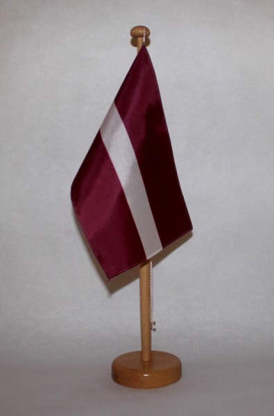 Tischflagge Lettland 25x15 cm optional mit Holz- oder Chromständer Tischfahne Tischfähnchen