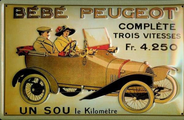 Blechschild Peugeot Bebe Oldtimer Auto Schild Nostalgieschild