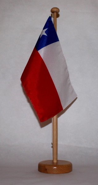 Tischflagge Chile 25x15 cm optional mit Holz- oder Chromständer Tischfahne Tischfähnchen