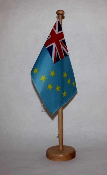 Tischflagge Tuvalu 25x15 cm optional mit Holz- oder Chromständer Tischfahne Tischfähnchen