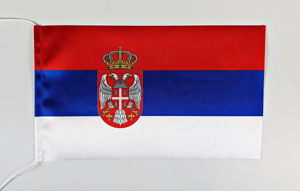 Tischflagge Serbien 25x15 cm optional mit Holz- oder Chromständer Tischfahne Tischfähnchen