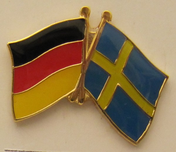 Schweden / Deutschland Freundschafts Pin Anstecker Flagge Fahne Nationalflagge