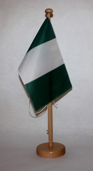 Tischflagge Nigeria 25x15 cm optional mit Holz- oder Chromständer Tischfahne Tischfähnchen