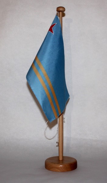 Tischflagge Aruba 25x15 cm optional mit Holz- oder Chromständer Tischfahne Tischfähnchen