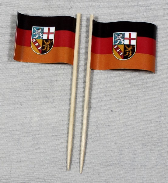 Party-Picker Flagge Saarland Papierfähnchen in Spitzenqualität 50 Stück Beutel