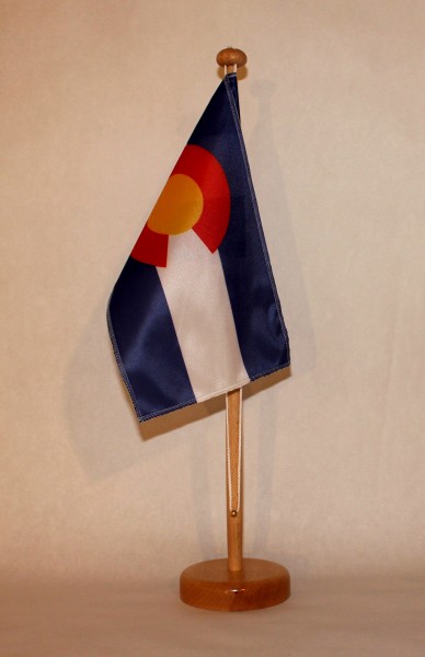Tischflagge Colorado USA Bundesstaat US State 25x15 cm optional mit Holz- oder Chromständer Tischfah