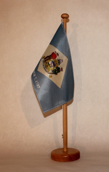 Tischflagge Delaware USA Bundesstaat US State 25x15 cm optional mit Holz- oder Chromständer Tischfah