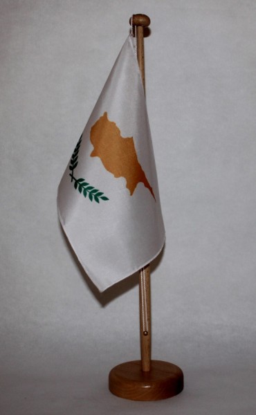 Tischflagge Zypern 25x15 cm optional mit Holz- oder Chromständer Tischfahne Tischfähnchen
