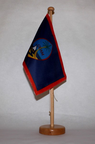 Tischflagge Guam 25x15 cm optional mit Holz- oder Chromständer Tischfahne Tischfähnchen
