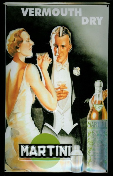 Blechschild Martini Vermouth (6) Dry Tanzpaar tanzen Aperitif Werbeschild retro Schild