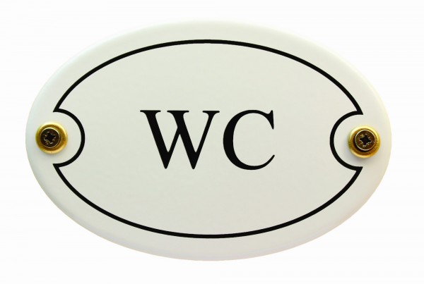 Emaille Türschild WC weiß oval Emaille Toilettenschild Schild Toilette Klo Kloschild